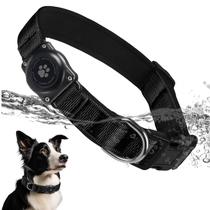 Coleira para cães Furrigo Upgraded AirTag Holder impermeável preta Coleira para cães Furrigo Upgraded AirTag Holder impermeável preta