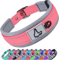 Coleira para cães Joytale acolchoada de neoprene rosa reflexiva S