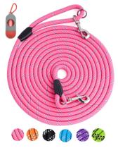 Coleira para cães Lanwandeng, longa, reflexiva, 10 pés/5 a 30 pés/10 m, rosa