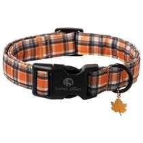 Coleira para cães Lionet Paws Orange Plaid 34-55 cm média Coleira para cães Lionet Paws Orange Plaid 34-55 cm média