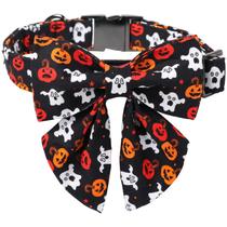 Coleira para cães Maca Bates Halloween, gravata borboleta ajustável XS-XL
