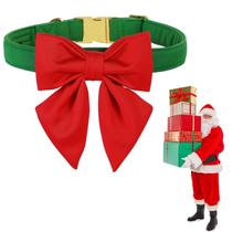 Coleira para cães Maca Bates verde de Natal com gravata borboleta vermelha L 38-60cm