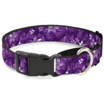 Coleira para cães Martingale com fivela e colagem de hibisco roxa Coleira para cães Martingale com fivela e colagem de hibisco roxa