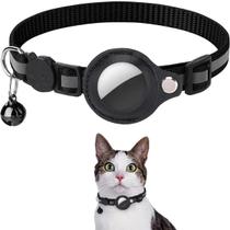 Coleira para GATO pet com suporte para Airtag, GPS ou rastreador (itens não inclusos), refletiva e ajustável com sino guizo