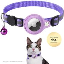 Coleira para GATO pet com suporte para Airtag, GPS ou rastreador (itens não inclusos), refletiva e ajustável com sino guizo - Idea Shop