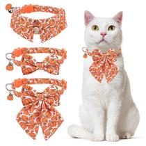 Coleira para gatos DILLYBUD Thanksgiving Breakaway, pacote com 2 unidades, laranja