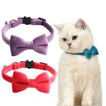 Coleira para gatos JiangYanus Breakaway com Bell Bowtie Velvet, pacote com 2