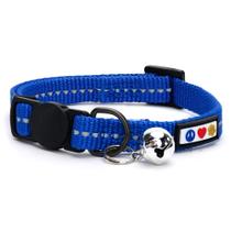 Coleira para gatos Pawtitas reciclada com costura reflexiva em azul