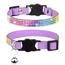Coleira para gatos WDPAWS Breakaway Bling Diamond Rhinestone Purple