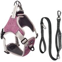Coleira Peitoral Ajustável com Guia Antipuxão para Cachorro MADOG COMFORT ROSA