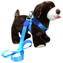 Coleira peitoral Americano Premium de Seda Cores Lisas para Cachorro 25mm Cor Azul Nº 3
