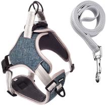 Coleira Peitoral Antipuxão Comfort AZUL com Guia de Passeio