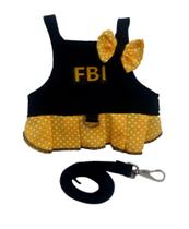 Coleira Peitoral com Guia para Cachorro e Gato Femea FBI