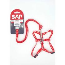 Coleira Peitoral com Guia Vermelho Ate 3,5 Kg 100x120 Cm 3606 Sap Pet