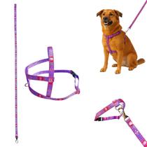 Coleira Peitoral Guia Cachorro Dog Pet Gato Cães Passeio