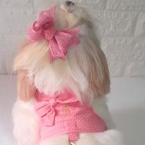 Coleira peitoral para cachorro pet com guia gato poa rosa - PATA CHIC Coleira peitoral para cachorro pet com guia gato poa rosa - PATA CHIC