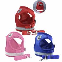 Coleira Peitoral Reflexivo Para Cachorros E Gatos Pet Colete Com Guia