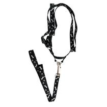 Coleira Pet Cachorro Cães Peitoral Ajustável C/ Guia Preto