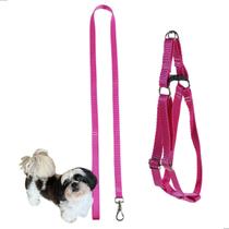 Coleira PET Cachorro Pequeno Porte Peitoral com Guia 110cm Raça Shitzu Maltês Rosa - DLM.SMART10 Coleira PET Cachorro Pequeno Porte Peitoral com Guia 110cm Raça Shitzu Maltês Rosa - DLM.SMART10