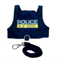 Coleira Pet para Cachorro com Guia Preta de Segurança Policial