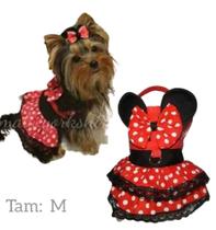 Coleira Pet para Cachorro Vestido Minnie Vermelha Tam M