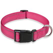 Coleira reflexiva para cães BOOMIBOO de segurança ajustável em nylon rosa Coleira reflexiva para cães BOOMIBOO de segurança ajustável em nylon rosa