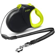 Coleira retrátil para cães Fida atualizada de 9 m para 50 kg de amarelo neon