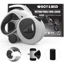 Coleira retrátil para cães HCY&WLD Upgrade 4 em 1 com luz LED de 16 pés