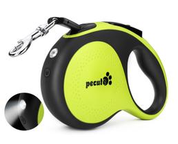 Coleira retrátil para cães Pecute com luz recarregável de 5 m