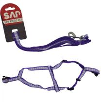 Coleira Roxa Peitoral Guia Caes Ate 8 Kg 1,5 X 120 C Sap Pet