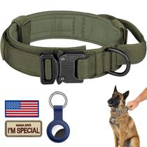 Coleira tática para cães DAGANXI ajustável de nylon com alça verde Coleira tática para cães DAGANXI ajustável de nylon com alça verde