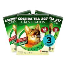 Coleira Tea Contra Pulgas E Carrapatos Para Gatos König 13g Com 33cm Kit Com 3 Unid.