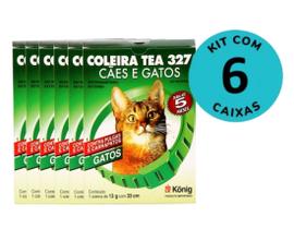 Coleira Tea Contra Pulgas E Carrapatos Para Gatos König 13g Com 33cm Kit Com 6 Unid.