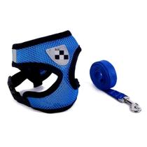 Coleira Tipo Peitoral para Cachorro Grande GG Snel Home Azul Peitoral Ajustável, Confortável e Resistente para Passeio Pet