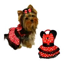 Coleira Vestido Pet para Cachorro Vestido Minnie Vermelha