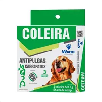 Coleira World Veterinária Dug's 17g Antipulgas para Cães - 56cm