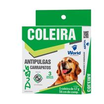 Coleira World Veterinária Dug's 17g Antipulgas para Cães - 56cm