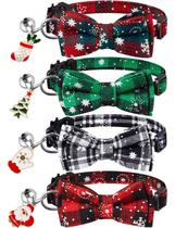 Coleiras para gatos LLHK Christmas com gravata borboleta e sino, pacote com 4