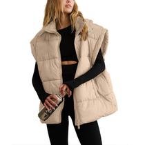 Colete acolchoado feminino Shiyifa, grande, sem mangas, colete acolchoado