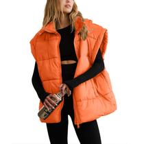 Colete acolchoado feminino Shiyifa, leve, acolchoado, laranja