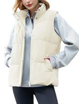 Colete acolchoado feminino YUCOLEN White Beige Down 85% Duck 2024