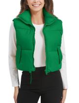 Colete Acolchoado Flygo para Mulher - Leve e Quente - Verde - Tamanho S