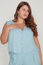 Colete Alfaiataria em Linho Plus Size, Até 54