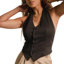 Colete Alfaiataria Frente Única Corte Slim e Simples Colete Alfaiataria Frente Única Corte Slim e Simples