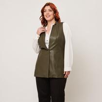 Colete Alongado PU Verde Militar Miss Joy 7686