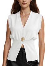 Colete AMEBELLE 3027 para mulheres tricotado com decote em V sem mangas Colete AMEBELLE 3027 para mulheres tricotado com decote em V sem mangas