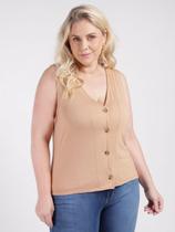 Colete Autentique Plus Size Feminino BEGE Colete Autentique Plus Size Feminino BEGE