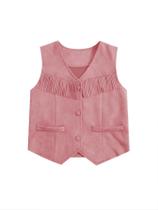 Colete BEAUDRM Girl's 70s Hippie Suede Dusty Pink 10Y
