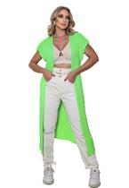 Colete Casual Capa Praia Longo Aberto com Fenda Livora Colete Casual Capa Praia Longo Aberto com Fenda Livora