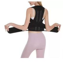 Colete Cinta Postural Feminina Corretor Postura Coluna Costas Ajustável Forte Neoprene Preto 0285